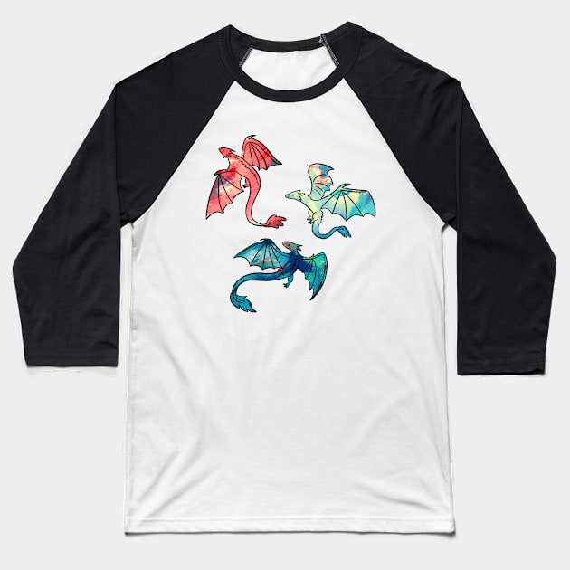 Cute colorful dragons illustration Baseball T-Shirt by Yarafantasyart